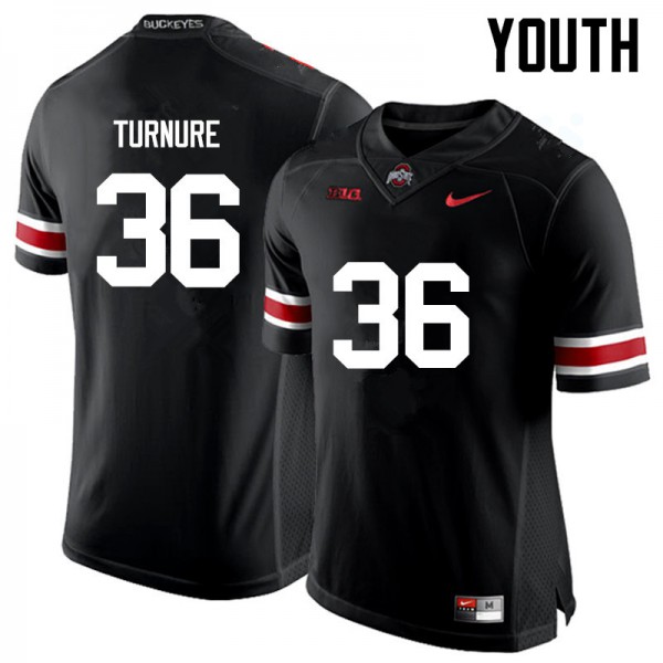 Ohio State Buckeyes #36 Zach Turnure Youth Stitched Jersey Black OSU42839
